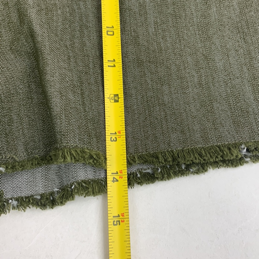 Frye Heritage Olive Green Shorts Size 14 Raw Hem Pockets Zip button up New NWT - Picture 11 of 12